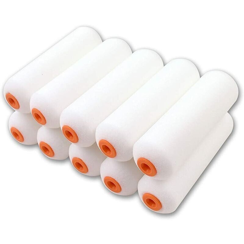 foto del prodotto confezione da 10 mini manicotti in schiuma ad alta densit per rullo da 100 mm. ideali per rivestimenti ad alta lucentezza su superfici lisce.