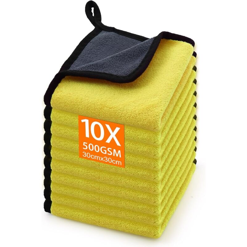 foto del prodotto confezione da 10 panni in microfibra per la pulizia dell auto, panni per la pulizia dell auto da 500 g m , senza pelucchi, altamente assorbenti, per