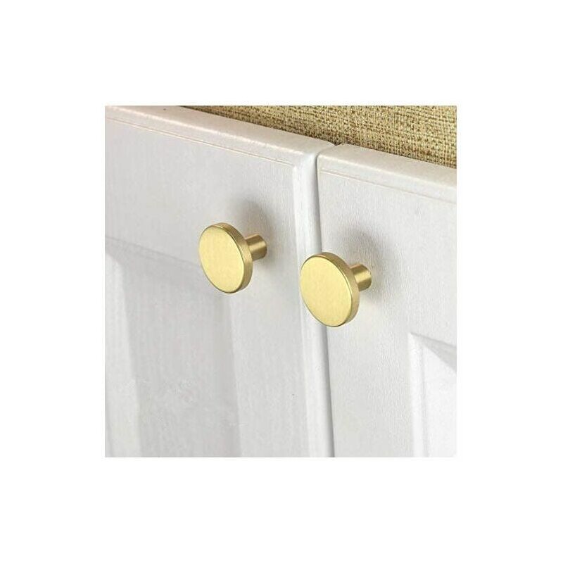 foto del prodotto confezione da 10 pomelli per porte in ottone massiccio, pomelli rotondi per mobili vintage, maniglie rotonde con viti per armadi, cassetti, armadi,
