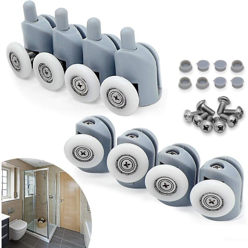 foto del prodotto confezione da 10 rulli per porte scorrevoli da 23 mm, ruota per porta per cabina bagno lkbd