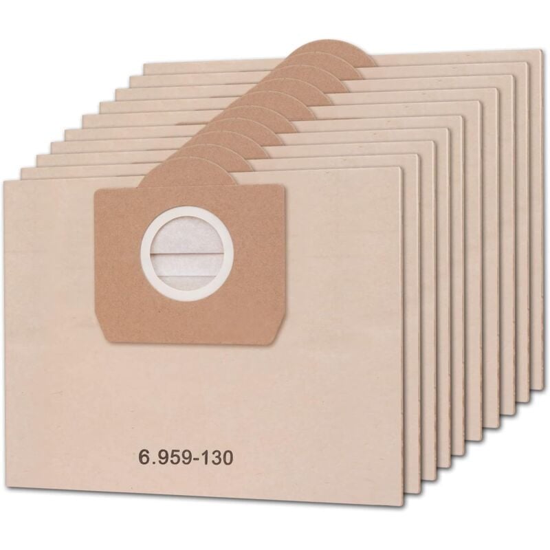 foto del prodotto confezione da 10 sacchetti per aspirapolvere per karcher 6.959-130.0 wd3 wd3p mv3 a2204 a2254 a2604 sacchetti filtro di carta di ricambio per