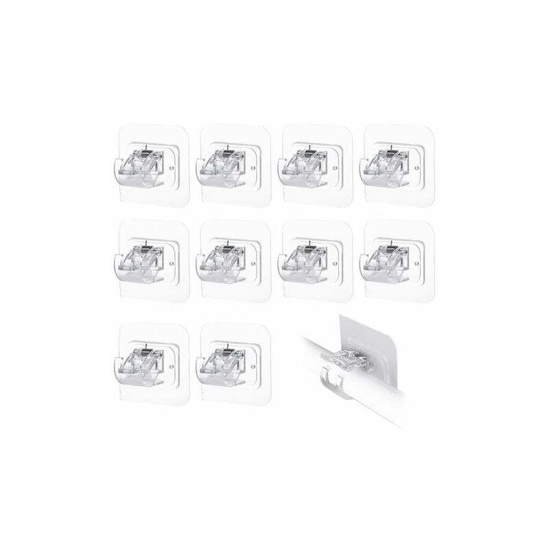 foto del prodotto confezione da 10 supporti trasparenti per aste per tende, senza foratura, autoadesivi, per il fissaggio di aste per tende lablanc
