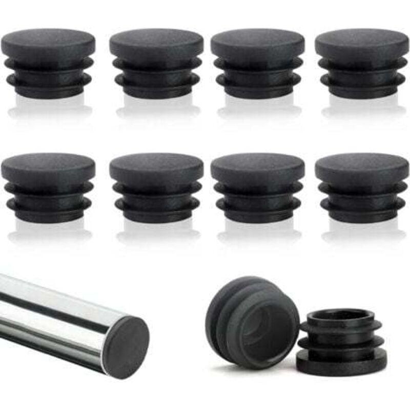 foto del prodotto confezione da 10 tappi per doghe rotonde da 22 mm, tappi per doghe tubolari tondi, tappi per sedie in plastica tonda, tappi ad ala tondi, protezione