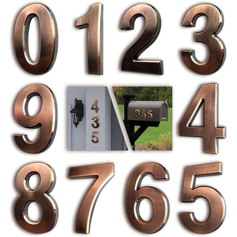 foto del prodotto confezione da 10 targhe per numeri civici, numeri per cassette postali, numeri per porte autoadesivi 0 9, numeri civici, targhe per numeri civici per