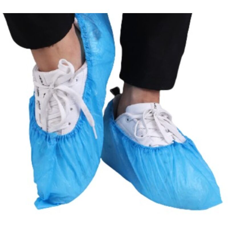 foto del prodotto confezione da 100 50 paia copriscarpe antiscivolo monouso, copriscarpe in plastica, adatti a uomini e donne, blu, proteggono le scarpe, il