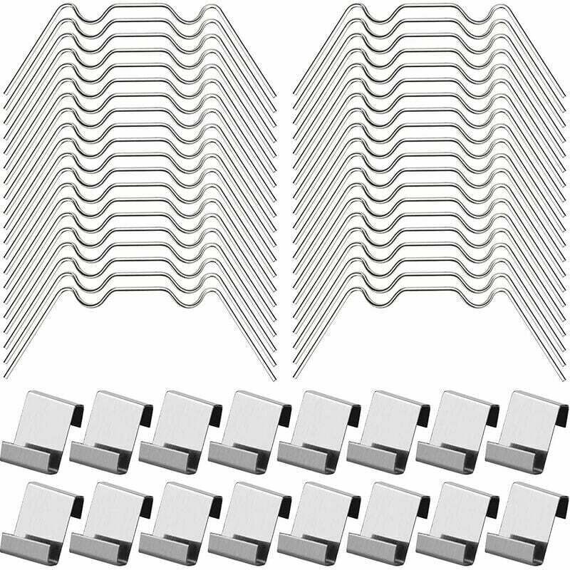 foto del prodotto confezione da 100 clip per vetri per serre include 50 clip tipo w e 50 clip tipo z in acciaio inossidabile