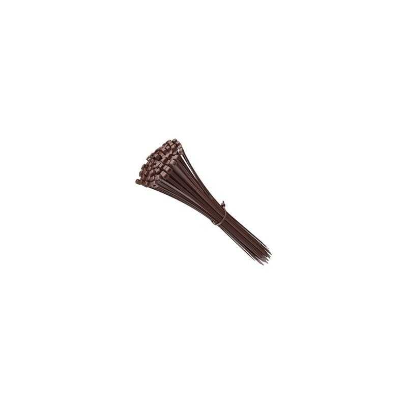 foto del prodotto confezione da 100 fascette stringicavo 100 nylon, 140x3,6 mm, marrone