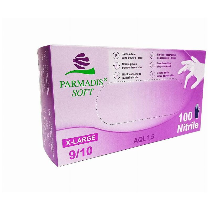 foto del prodotto confezione da 100 guanti in nitrile t.l 8 9 cristal hygiene monouso en374 fgnitri8