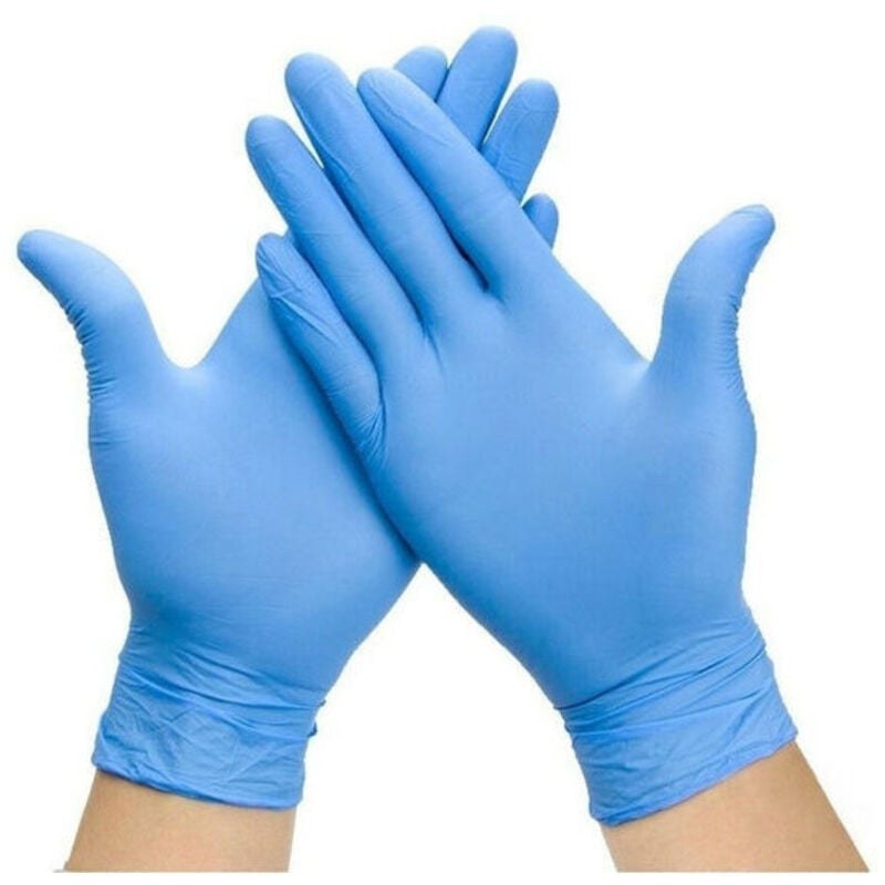 foto del prodotto confezione da 100 guanti monouso in nitrile senza lattice e senza polvere per la pulizia dei meccanici o per i tatuaggi, m,