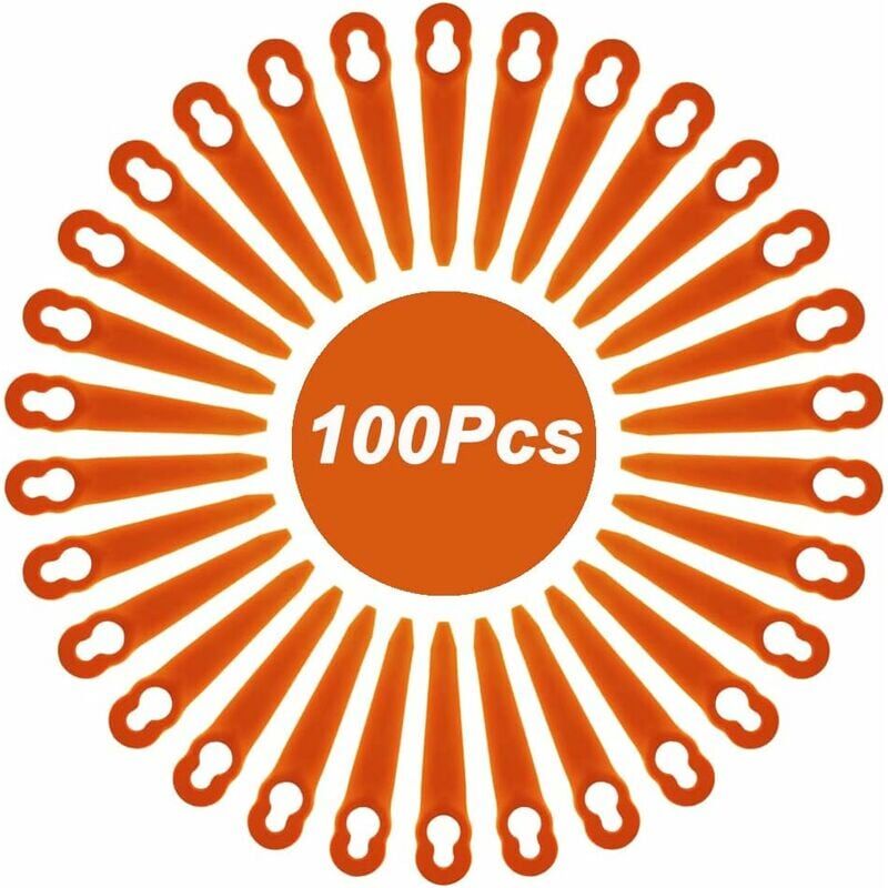 foto del prodotto confezione da 100 lame compatibili per stihl polycut 2 2 polycut 3 2, fsa 45 fsa 57 fse 52, lame in plastica per tagliabordi stihl cordless h166