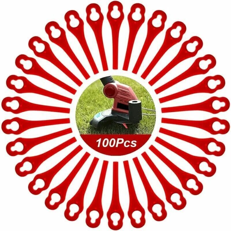 foto del prodotto confezione da 100 lame di ricambio in plastica per tagliabordi florabest lidl frta 20 a1, fat 18b3, frt18a
