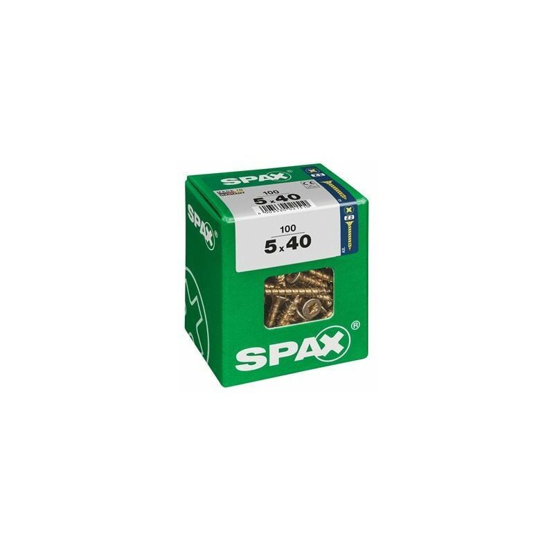 foto del prodotto confezione da 100 pezzi vite per legno spax testa piatta yellox 5,0x40mm spax