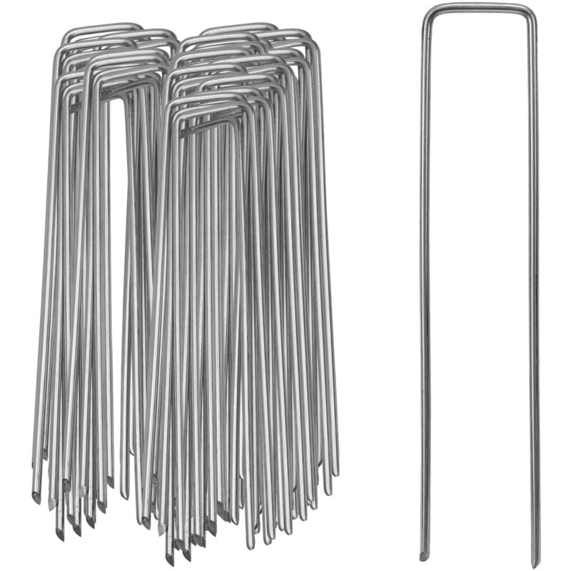 foto del prodotto confezione da 100 picchetti per tenda ancoraggio a terra giardino 150x25x2,8mm argento zincato swanew