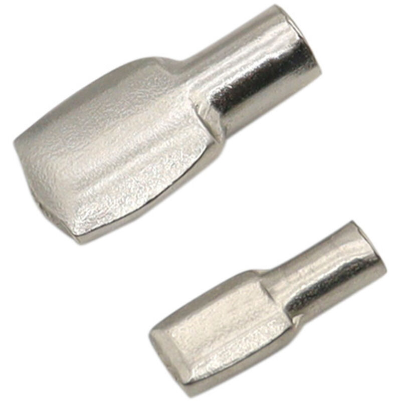 foto del prodotto confezione da 100 pioli a inserimento con estremit piatta da 5 mm supporto per mensole acciaio zincato colore argento fissaggio per mobili,