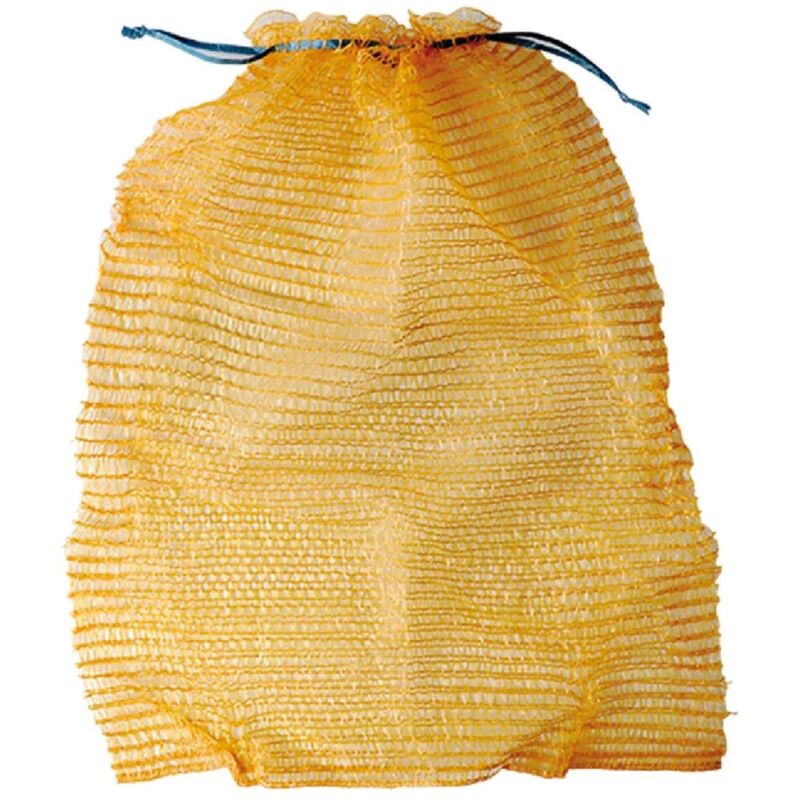 foto del prodotto confezione da 100 sacchi in raschel con stringa per raccogliere ortaggi 50 x 80 cm 15 kg