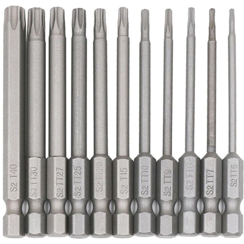 foto del prodotto confezione da 11 cacciaviti elettrici con gambo da 1 4, punte esagonali magnetiche, utensili manuali da 75 mm