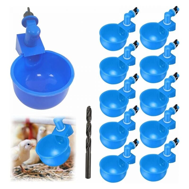 foto del prodotto confezione da 12 abbeveratoi per polli con utensile per punzonatura per polli, anatre e altri pollame da cortile abbeveratoio per polli abbeveratoio