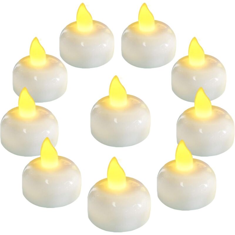 foto del prodotto confezione da 12 candele da t a led impermeabili senza fiamma a batteria per feste di matrimonio, bagni, piscine, spa, giallo ambra