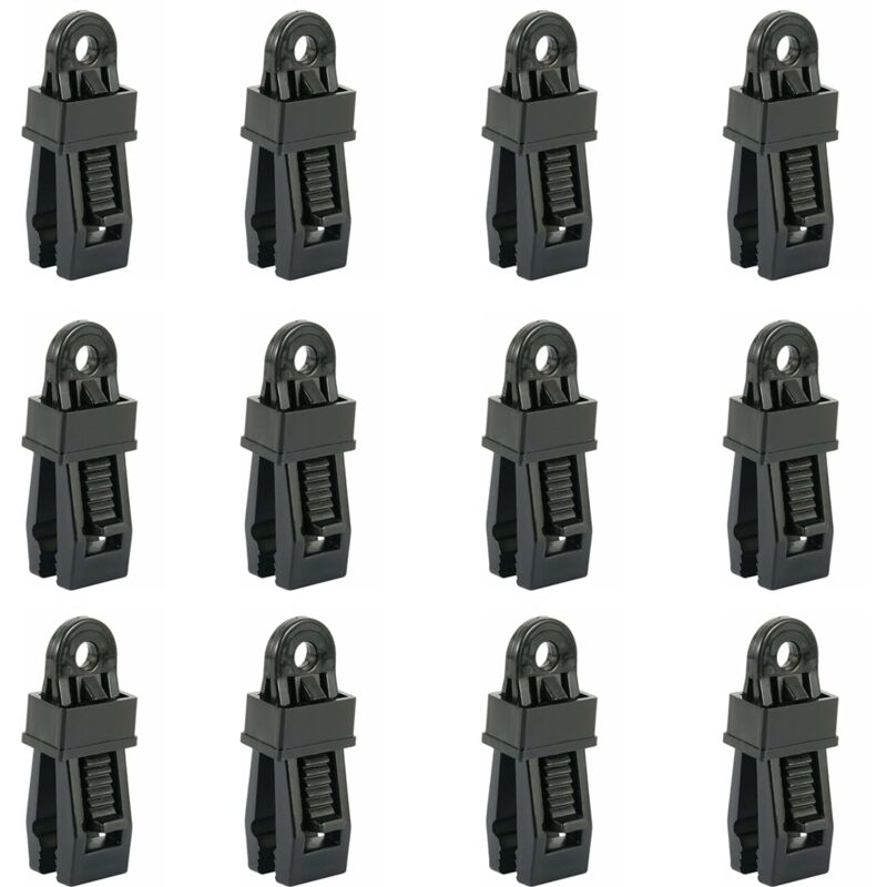 foto del prodotto confezione da 12 clip per teloni resistenti, clip per tende da esterno per tenere teli, parasole per auto, piscina