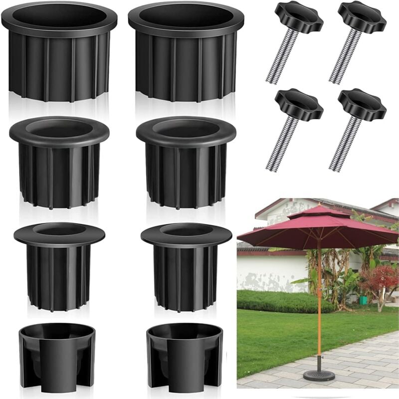 foto del prodotto confezione da 12 coprifori per base ombrellone 1,5 e 2,3 parti di ricambio per tavolo da giardino, balcone, terrazza, molo, cortile, nero