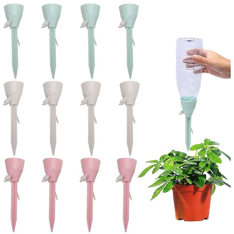foto del prodotto confezione da 12 dispositivi di irrigazione per piante, punte di irrigazione automatiche con interruttore di controllo della valvola 4 rosa 4