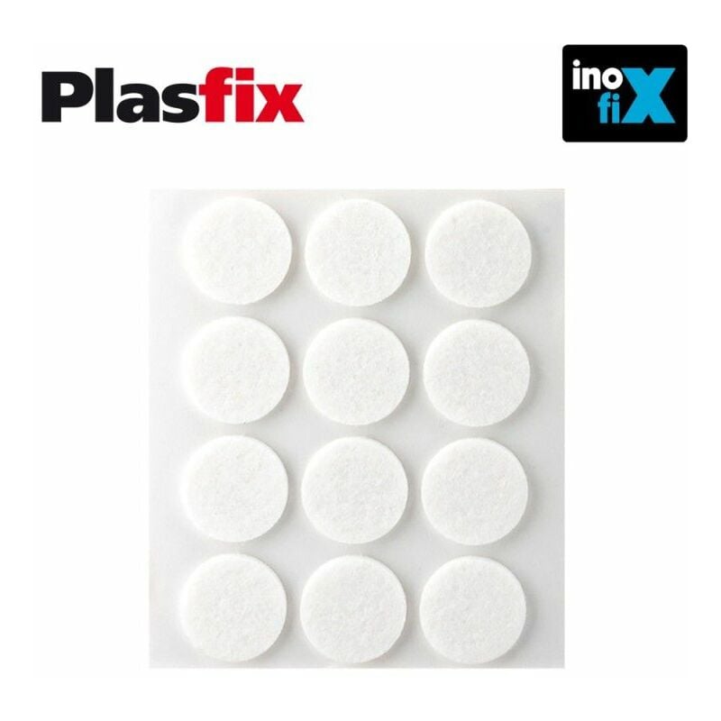 foto del prodotto confezione da 12 feltri adesivi sintetici bianchi 22mm plasfix inofix