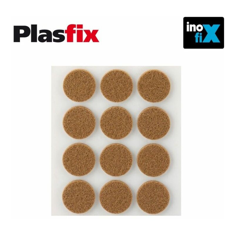 foto del prodotto confezione da 12 feltri adesivi sintetici marroni 22mm plasfix inofix