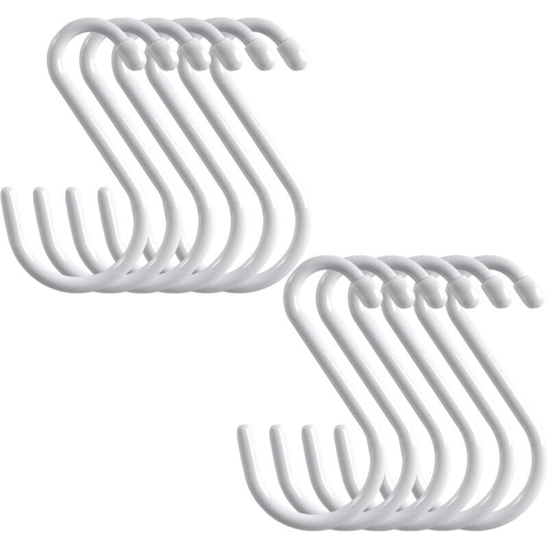 foto del prodotto confezione da 12 ganci a s resistenti rivestiti in vinile da 16 x 8,5 cm, ganci a s rivestiti in gomma nera, ganci a s in metallo antiscivolo per