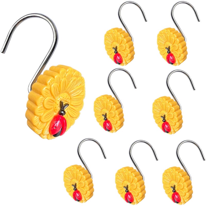 foto del prodotto confezione da 12 ganci per doccia in metallo resistente, anelli per tende, per tende da doccia, ganci decorativi per tende da doccia - bebusingoto