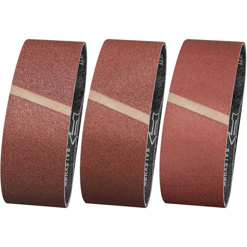 foto del prodotto confezione da 12 nastri abrasivi 100 x 915 mm grana 60 80 120 per levigare, limare, affilare e rimuovere la ruggine sollbry