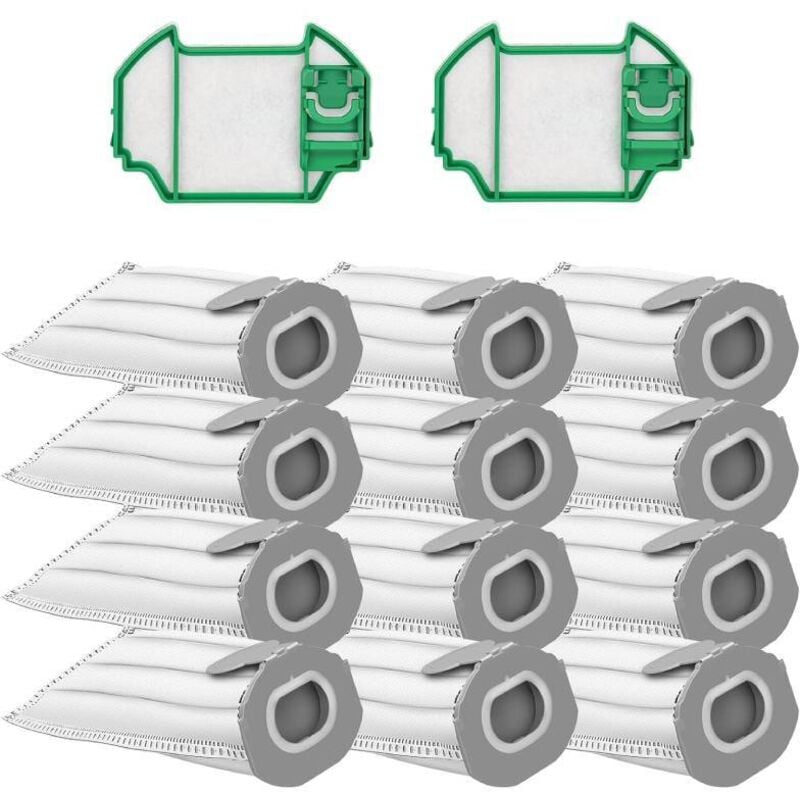 foto del prodotto confezione da 12 sacchetti in microfibra per aspirapolvere kobold vk7s, vk7 fp7s e fp7-12 2 filtri motore