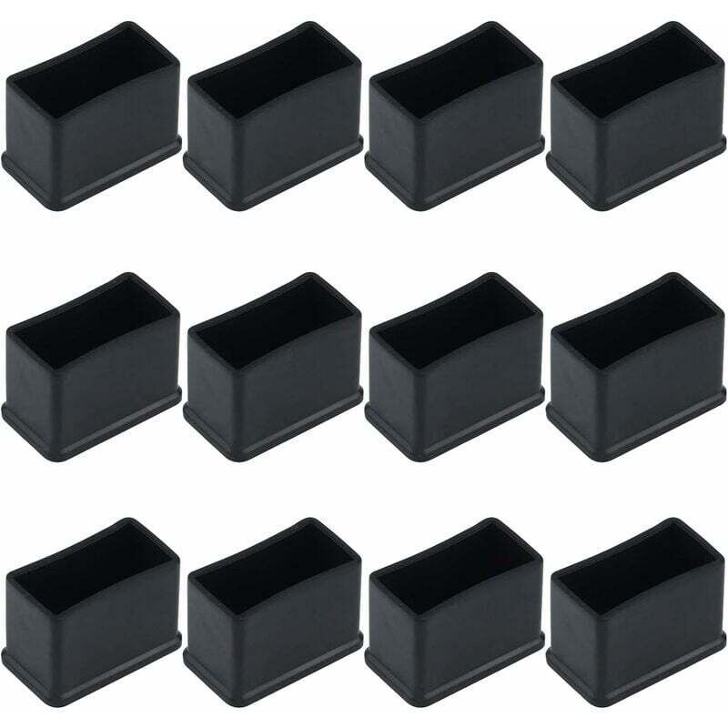 foto del prodotto confezione da 12 tappi di protezione rettangolari in feltro di gomma per gambe di tavoli o sedie, neri, 15 x 30 mm,