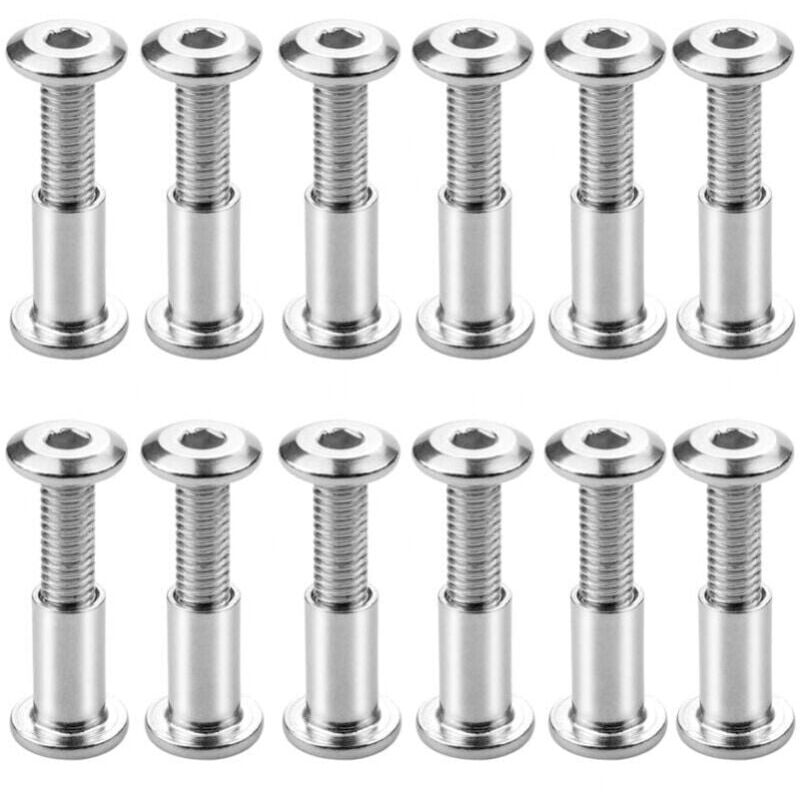 foto del prodotto confezione da 12 viti di collegamento m6 x 20 mm, viti di collegamento con bullone, set di bulloni a testa esagonale, testa piatta con dado a