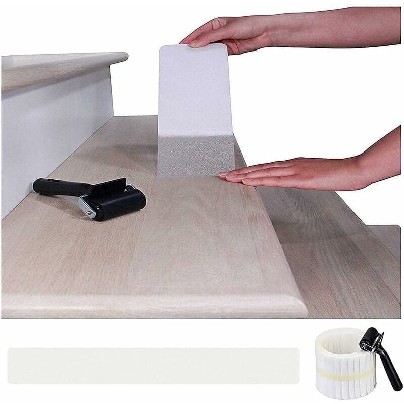 foto del prodotto confezione da 15 14 x 80 cm gradini antiscivolo, nastro adesivo trasparente, strisce antiscivolo, adesivi di sicurezza per gradini interni ed