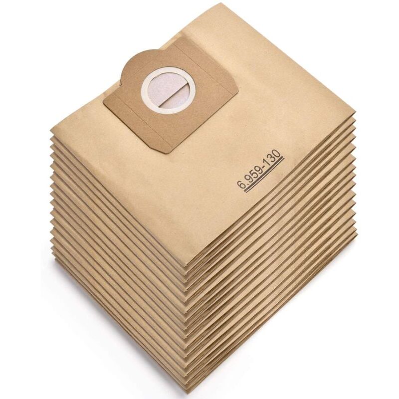 foto del prodotto confezione da 15 sacchetti per aspirapolvere per karcher 6.959 130.0 wd3 wd3p mv3 sacchetti filtro di carta di ricambio per aspirapolvere a umido e a
