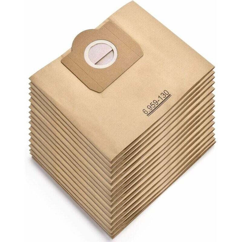 foto del prodotto confezione da 15 sacchetti per aspirapolvere per karcher 6.959-130.0 wd3 wd3p mv3 sacchetti filtro di carta sostitutivi per aspirapolvere a umido e a