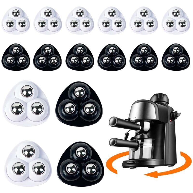 foto del prodotto confezione da 16 rotelle per mobili mini rotelle a sfera autoadesive a 360 con 3 sfere in acciaio per macchina da caff , pattumiera,