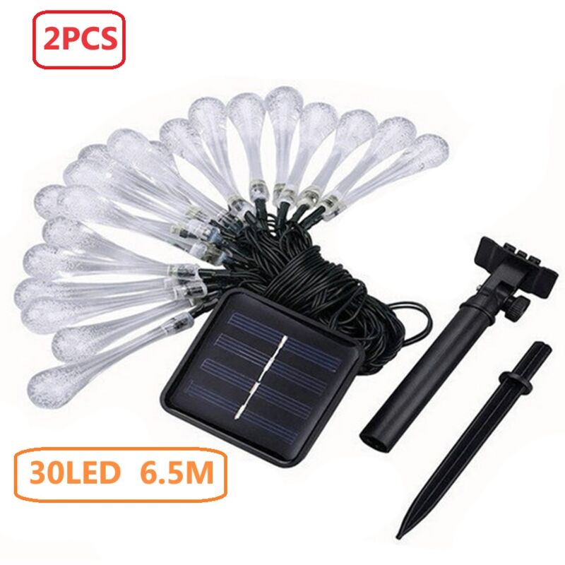 immagine 0 del prodotto confezione da 2, 30 luci solari a led, per esterni e interni, 6,5 m, 8 modalit , ip65, impermeabili, da giardino, colore