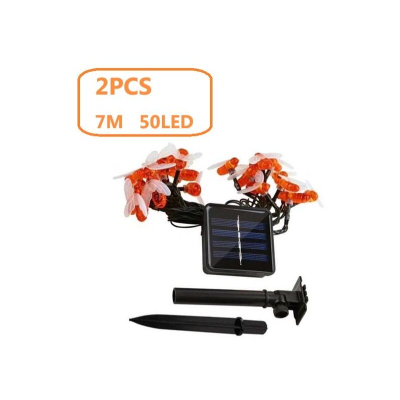 foto del prodotto confezione da 2 50 luci solari a led da giardino, 7 m, 8 modalit , impermeabili, per esterni e interni, per recinzione, prato, patio, estate, feste,