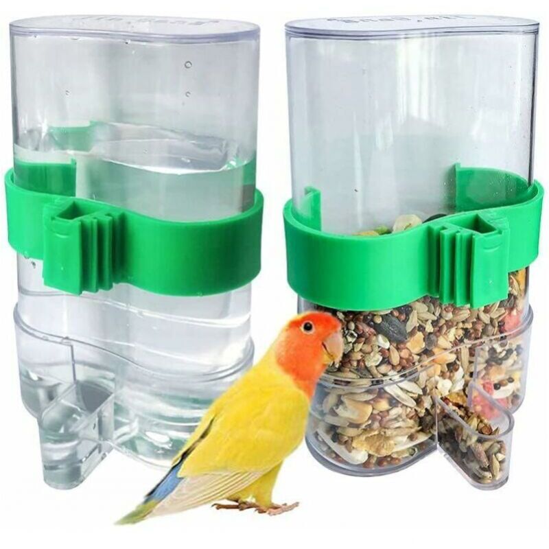 foto del prodotto confezione da 2 abbeveratoi automatici per uccelli, mangiatoie automatiche per uccelli, accessori per gabbie per uccelli