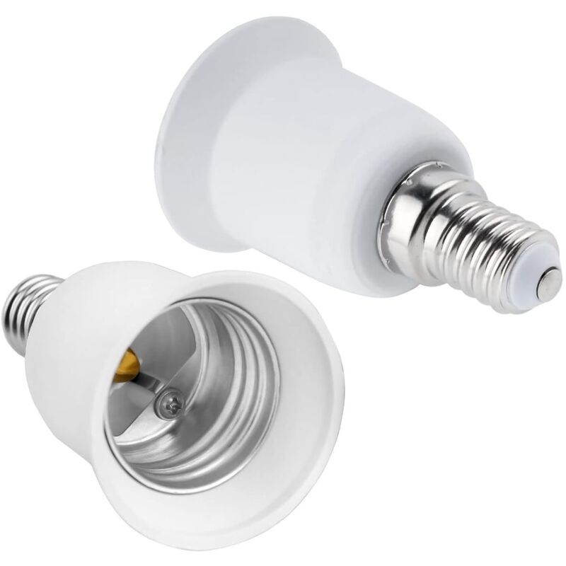 foto del prodotto confezione da 2 adattatori per attacco e14 a e27, convertitore da attacco ses a es, 0 250 v, per lampadine e27, lampadine led, lampadine a