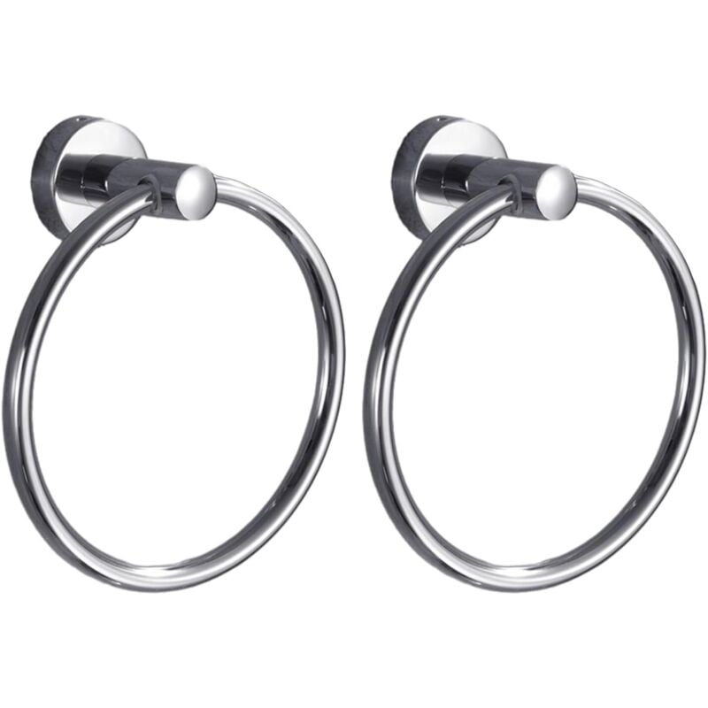 foto del prodotto confezione da 2 anelli appendiabiti in acciaio inox per asciugamani da bagno, portasciugamani in metallo, ganci da parete per bagno, anelli