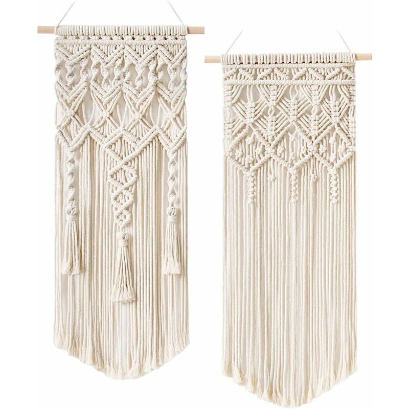 foto del prodotto confezione da 2 arazzi da parete in macram arazzo intrecciato boho chic per splendide decorazioni per matrimoni, decorazioni per appartamenti e
