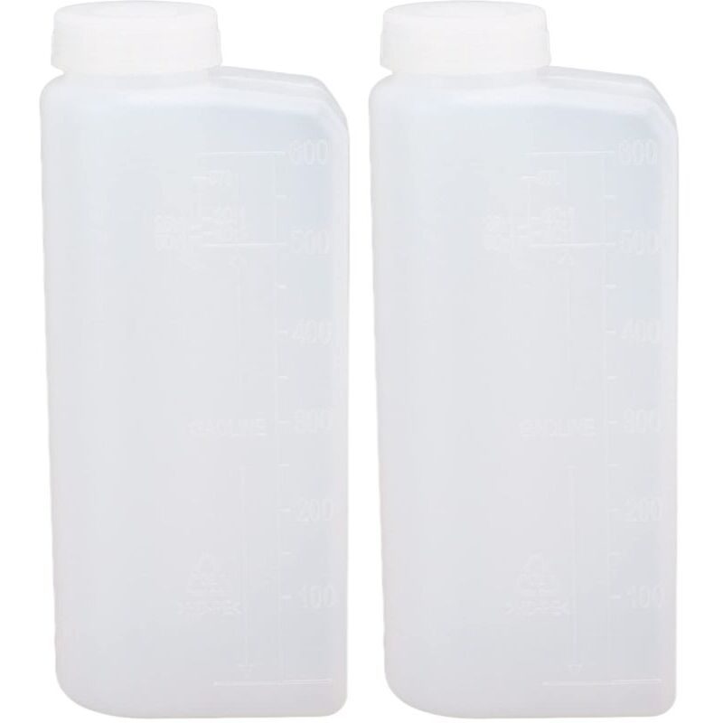 foto del prodotto confezione da 2 bottiglie di miscelazione per olio e benzina per motori a 2 tempi, in nylon antiusura, da 600 ml, per motosega, macchina da stiro