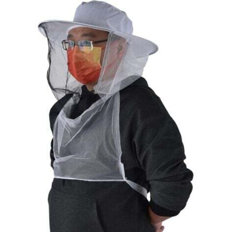 foto del prodotto confezione da 2 cappelli da apicoltore con rete in garza traspirante, cappelli da apicoltore con rete per apicoltori, pescatori, cacciatori ed