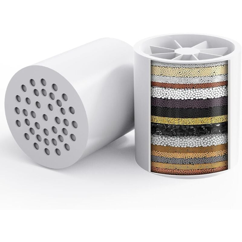 foto del prodotto confezione da 2 cartucce di ricambio per filtro doccia universale compatibili con tutti i tipi di filtri doccia per acqua dura e cloro, filtri