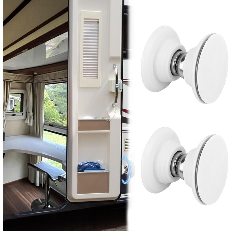 foto del prodotto confezione da 2 chiusure magnetiche per porte di camper con nastro adesivo 3m e viti, supporto per porta di roulotte per camper, barca sollbry