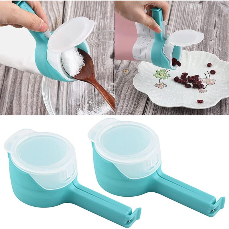 foto del prodotto confezione da 2 clip di chiusura per alimenti, clip di chiusura per alimenti con apertura, clip per sacchetti di patatine, clip di chiusura in