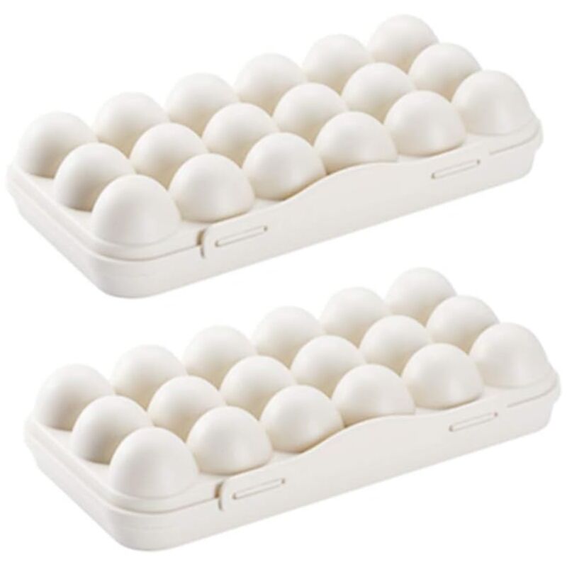 foto del prodotto confezione da 2 contenitori per uova in plastica per frigorifero con coperchio, 18