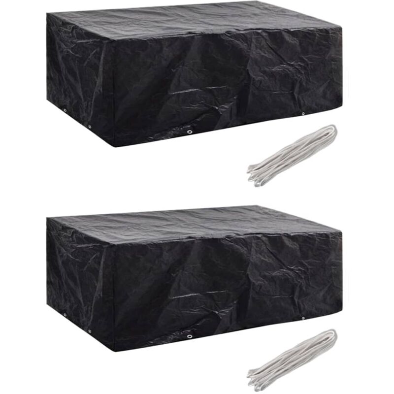 foto del prodotto confezione da 2 coperture per mobili da giardino con 8 occhielli varie misure dimensioni 200 x 160 x 70 cm